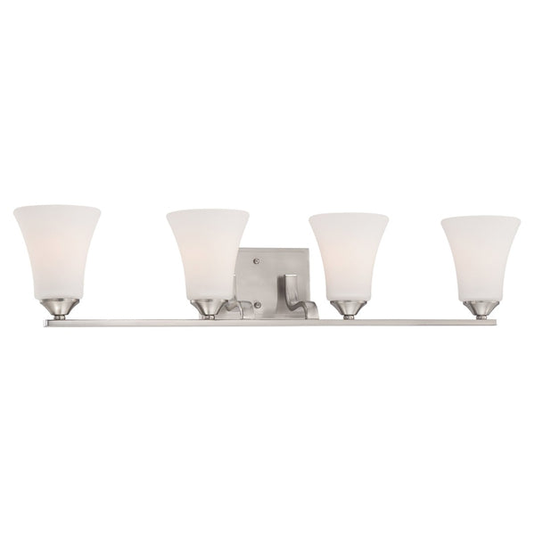 Atlas Treme 3-Light Vanity Light Fixture - Transitional Design with Opaque Glass Shades for Elegant Illumination Brushed Nickel 32'' WL11463-NK