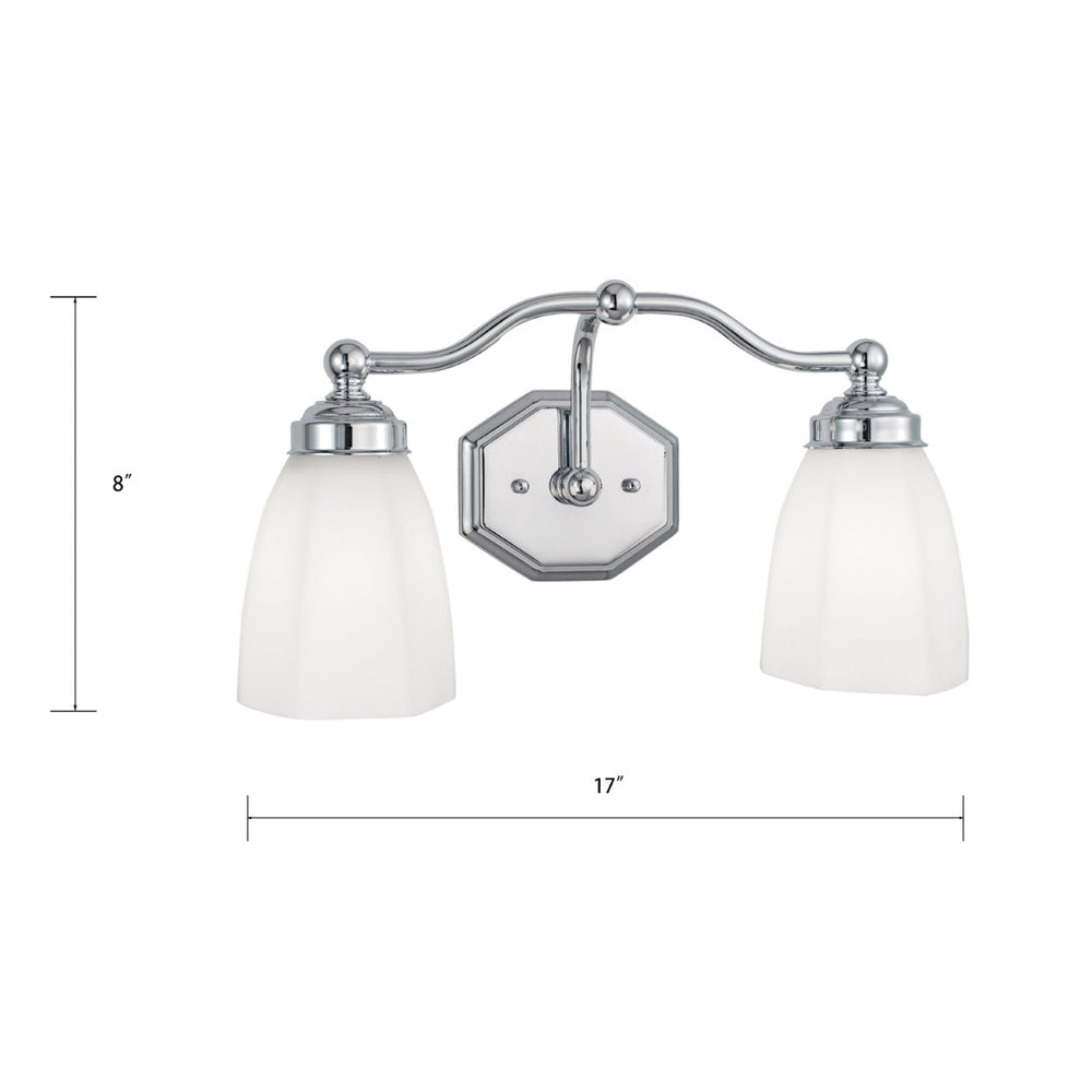 Atlas Trevi 2-Light Vanity Light - Elegant Brushed Nickel Fixture with Bell Shades for Modern Bathrooms WL11465-NK