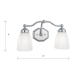 Atlas Trevi 2-Light Vanity Light - Elegant Brushed Nickel Fixture with Bell Shades for Modern Bathrooms WL11465-NK