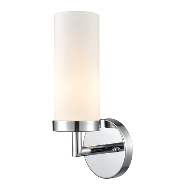 Atlas Tristen Wall Sconce Light - Modern Cylindrical White Glass Shade for Elegant Indoor Spaces Chrome 6'' WL11466-CH