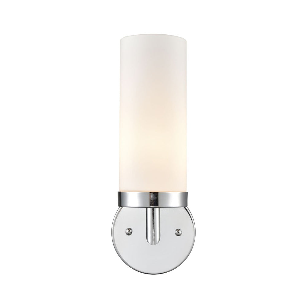 Atlas Tristen Wall Sconce Light - Modern Cylindrical White Glass Shade for Elegant Indoor Spaces Chrome 6'' WL11466-CH
