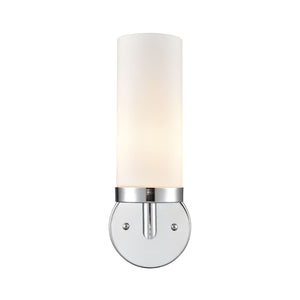 Atlas Tristen Wall Sconce Light - Modern Cylindrical White Glass Shade for Elegant Indoor Spaces Chrome 6'' WL11466-CH