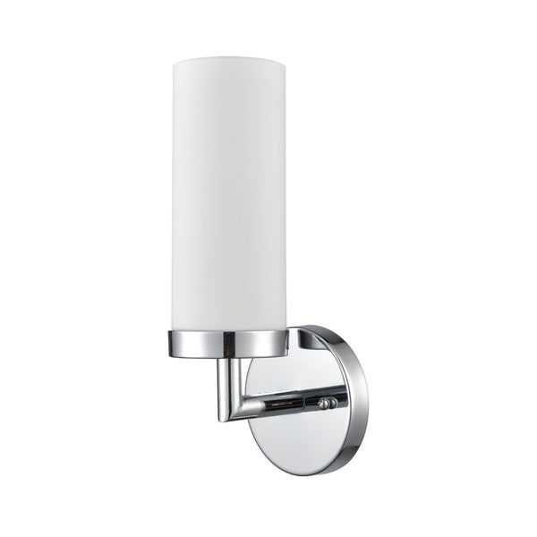 Atlas Tristen Wall Sconce Light - Modern Cylindrical White Glass Shade for Elegant Indoor Spaces Chrome 6'' WL11466-CH