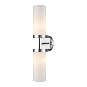 Atlas Tristen Wall Sconce Light - Modern Cylindrical White Glass Shade for Elegant Indoor Spaces Chrome 20'' WL11467-CH
