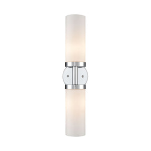 Atlas Tristen Wall Sconce Light - Modern Cylindrical White Glass Shade for Elegant Indoor Spaces Chrome 20'' WL11467-CH