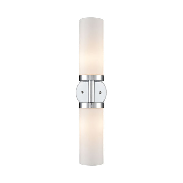 Atlas Tristen Wall Sconce Light - Modern Cylindrical White Glass Shade for Elegant Indoor Spaces Chrome 20'' WL11467-CH