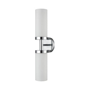 Atlas Tristen Wall Sconce Light - Modern Cylindrical White Glass Shade for Elegant Indoor Spaces Chrome 20'' WL11467-CH