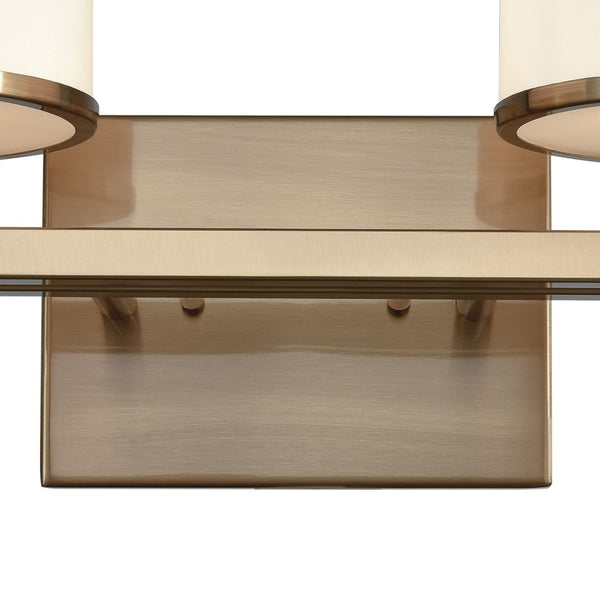 Atlas Utica 2-Light Modern Vanity Light Fixture with White Glass Shades for Elegant Bathroom Décor Satin Brass 18'' WL11470-BS