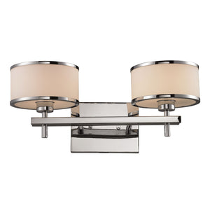 Atlas Utica 2-Light Modern Vanity Light Fixture with White Glass Shades for Elegant Bathroom Décor Polished Chrome WL11470-CH