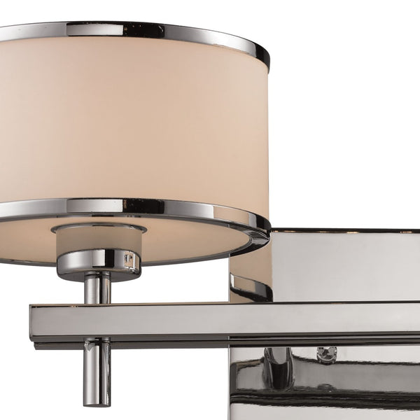 Atlas Utica 2-Light Modern Vanity Light Fixture with White Glass Shades for Elegant Bathroom Décor Polished Chrome WL11470-CH