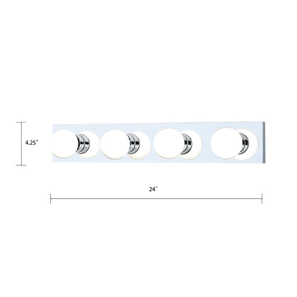 Atlas Vanity Strips 4-Light Retro Orb-Bulb Vanity Fixture for Glamorous Bathroom Illumination and Style Chrome WL11472-CH