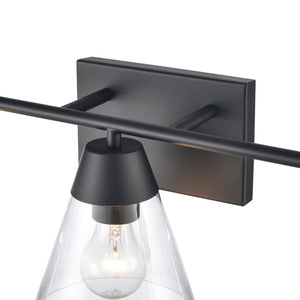 Atlas Vivica Modern 3-Light Vanity Light Fixture with Stylish Cone Shades for Contemporary Bathrooms Matte Black WL11474-BK