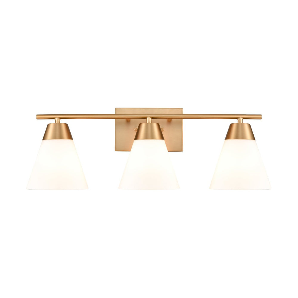 Atlas Vivica Modern 3-Light Vanity Light Fixture with Stylish Cone Shades for Contemporary Bathrooms Brushed Gold WL11474-GD
