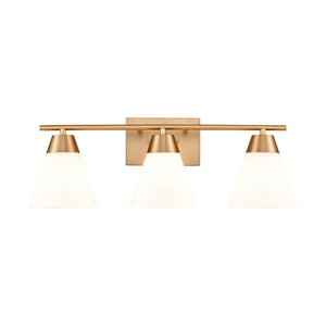 Atlas Vivica Modern 3-Light Vanity Light Fixture with Stylish Cone Shades for Contemporary Bathrooms Brushed Gold WL11474-GD