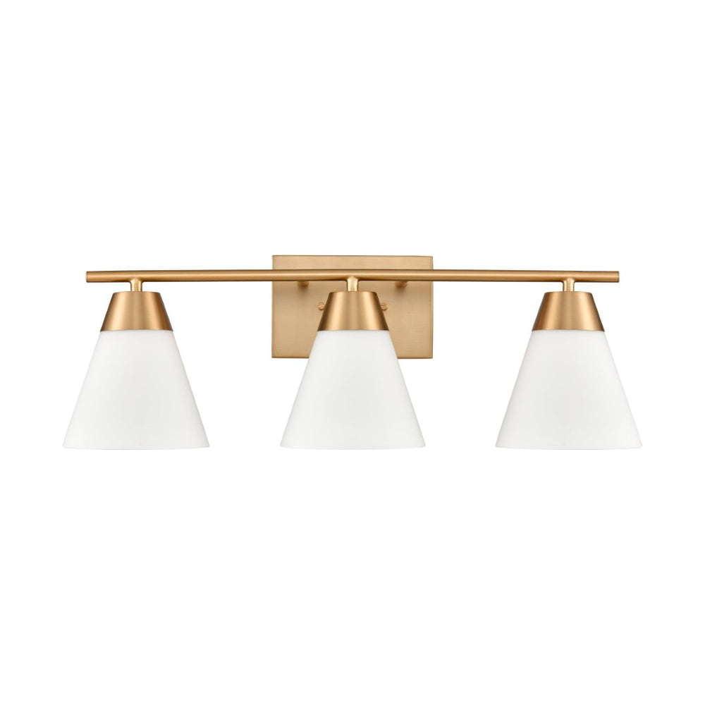 Atlas Vivica Modern 3-Light Vanity Light Fixture with Stylish Cone Shades for Contemporary Bathrooms Brushed Gold WL11474-GD