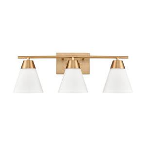 Atlas Vivica Modern 3-Light Vanity Light Fixture with Stylish Cone Shades for Contemporary Bathrooms Brushed Gold WL11474-GD