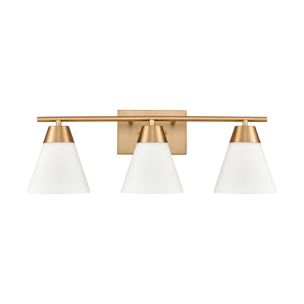 Atlas Vivica Modern 3-Light Vanity Light Fixture with Stylish Cone Shades for Contemporary Bathrooms Brushed Gold WL11474-GD