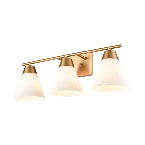 Atlas Vivica Modern 3-Light Vanity Light Fixture with Stylish Cone Shades for Contemporary Bathrooms Brushed Gold WL11474-GD