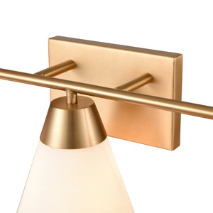 Atlas Vivica Modern 3-Light Vanity Light Fixture with Stylish Cone Shades for Contemporary Bathrooms Brushed Gold WL11474-GD