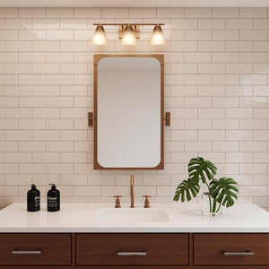 Atlas Vivica Modern 3-Light Vanity Light Fixture with Stylish Cone Shades for Contemporary Bathrooms Brushed Gold WL11474-GD