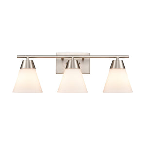 Atlas Vivica Modern 3-Light Vanity Light Fixture with Stylish Cone Shades for Contemporary Bathrooms Brushed Nickel WL11474-NK
