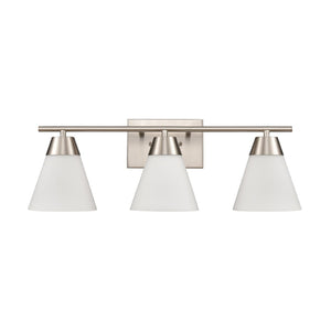 Atlas Vivica Modern 3-Light Vanity Light Fixture with Stylish Cone Shades for Contemporary Bathrooms Brushed Nickel WL11474-NK