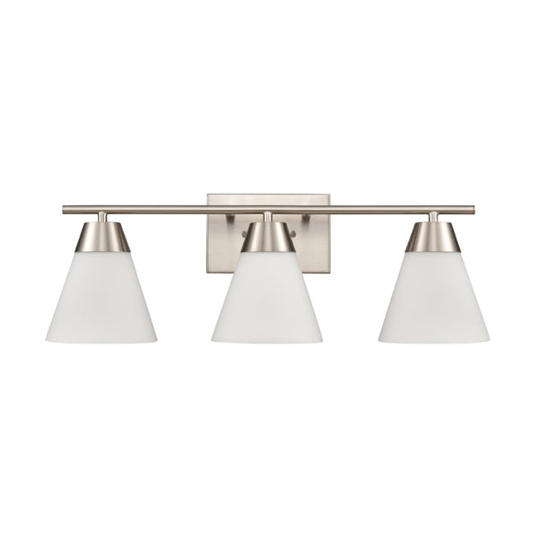 Atlas Vivica Modern 3-Light Vanity Light Fixture with Stylish Cone Shades for Contemporary Bathrooms Brushed Nickel WL11474-NK