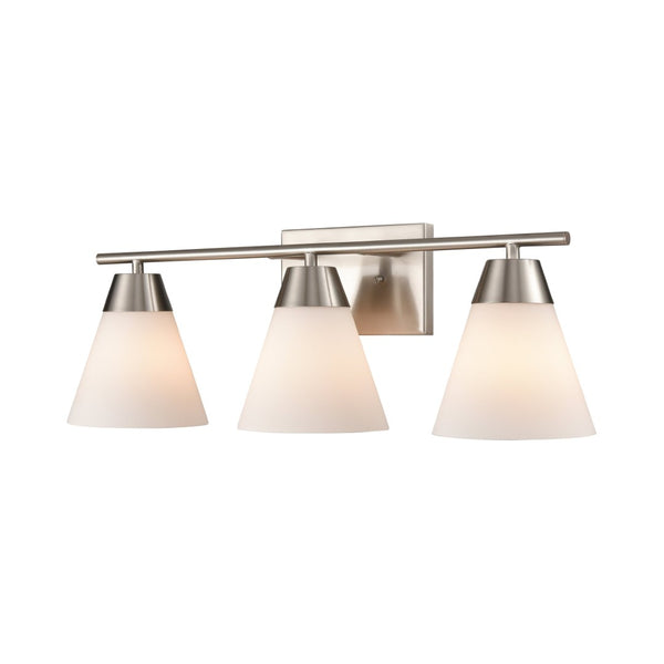 Atlas Vivica Modern 3-Light Vanity Light Fixture with Stylish Cone Shades for Contemporary Bathrooms Brushed Nickel WL11474-NK