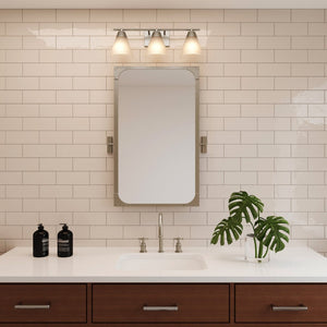 Atlas Vivica Modern 3-Light Vanity Light Fixture with Stylish Cone Shades for Contemporary Bathrooms Brushed Nickel WL11474-NK