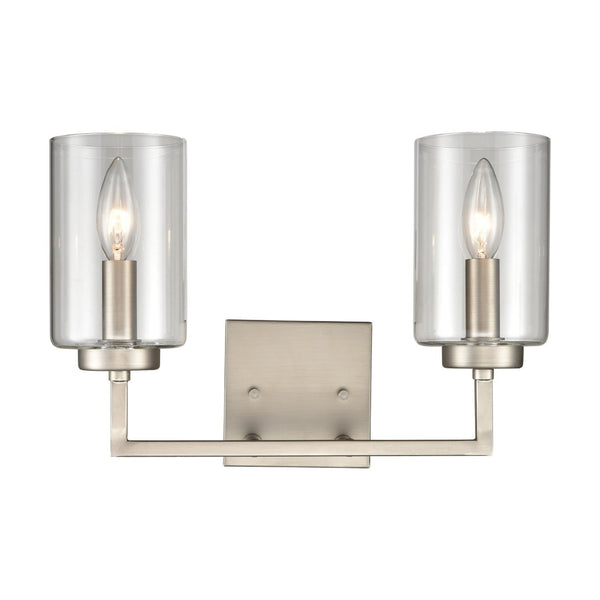 Atlas West End 2-Light Vanity Light Fixture - Elegant Transitional Design for Modern Bathrooms & Hallways Brushed Nickel 14.5'' WL11475-NK
