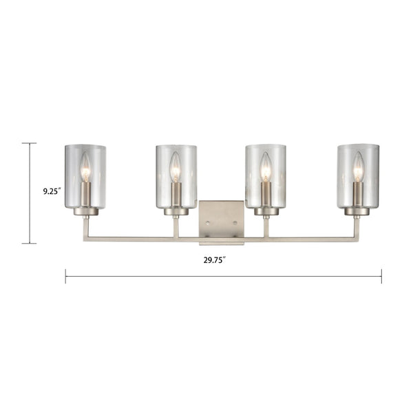 Atlas West End 2-Light Vanity Light Fixture - Elegant Transitional Design for Modern Bathrooms & Hallways Brushed Nickel 29.75'' WL11477-NK