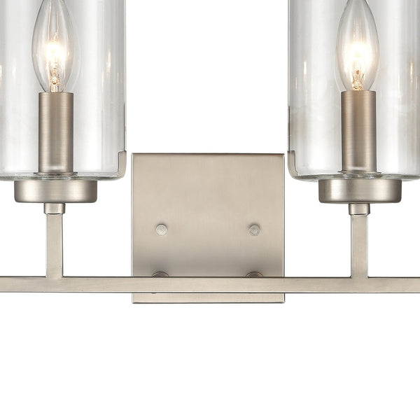 Atlas West End 2-Light Vanity Light Fixture - Elegant Transitional Design for Modern Bathrooms & Hallways Brushed Nickel 29.75'' WL11477-NK