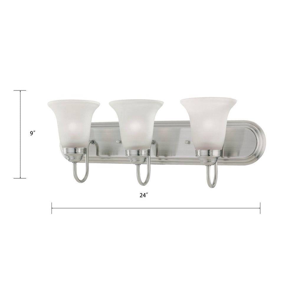 Atlas Whitmore 3-Light Vanity Light Fixture - Elegant Tulip Shades for Timeless Bathroom Ambiance Satin Pewter 24'' WL11478-SV