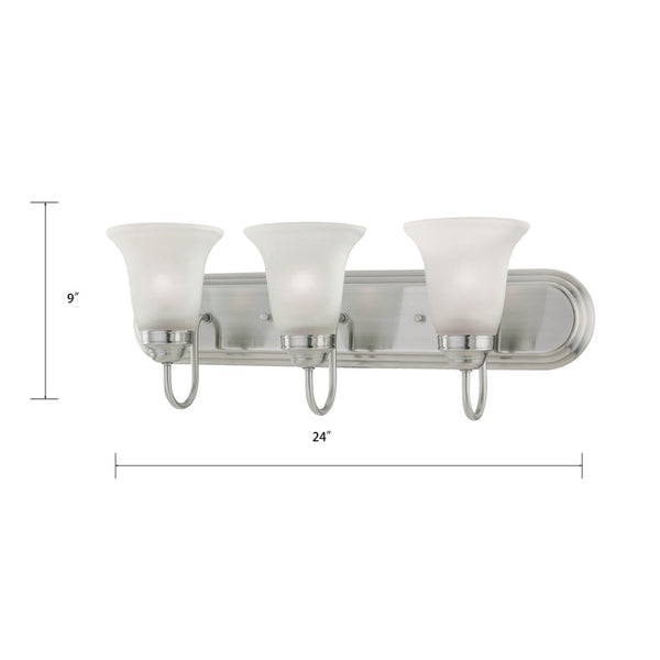 Atlas Whitmore 3-Light Vanity Light Fixture - Elegant Tulip Shades for Timeless Bathroom Ambiance Satin Pewter 24'' WL11478-SV