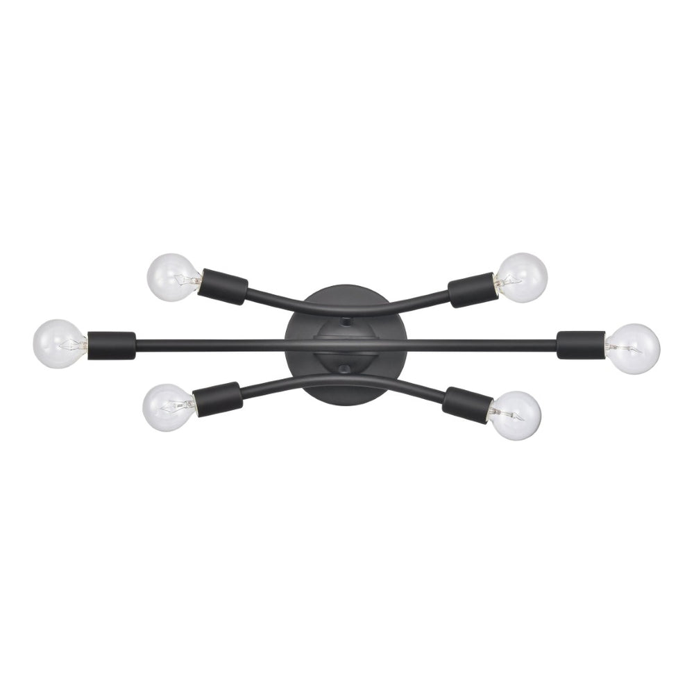 Atlas Xavier 19.75" Wide 6-Light Vanity Light - Midcentury Matte Black Fixture for Stylish Illumination WL11484-BK