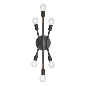 Atlas Xavier 19.75" Wide 6-Light Vanity Light - Midcentury Matte Black Fixture for Stylish Illumination WL11484-BK
