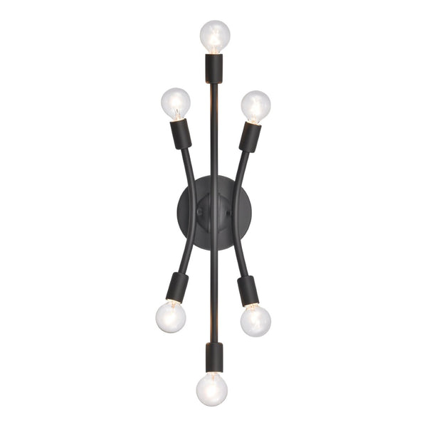 Atlas Xavier 19.75" Wide 6-Light Vanity Light - Midcentury Matte Black Fixture for Stylish Illumination WL11484-BK