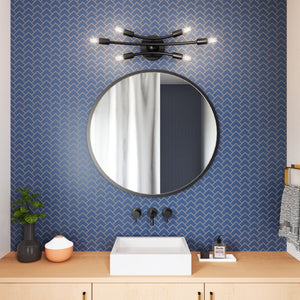 Atlas Xavier 19.75" Wide 6-Light Vanity Light - Midcentury Matte Black Fixture for Stylish Illumination WL11484-BK
