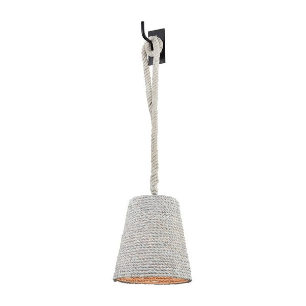 Atlas Air Loom 10" High Coastal-Style 1-Light Wall Sconce with Whitewashed Rope Shade for Ambient Lighting WL11485-WH