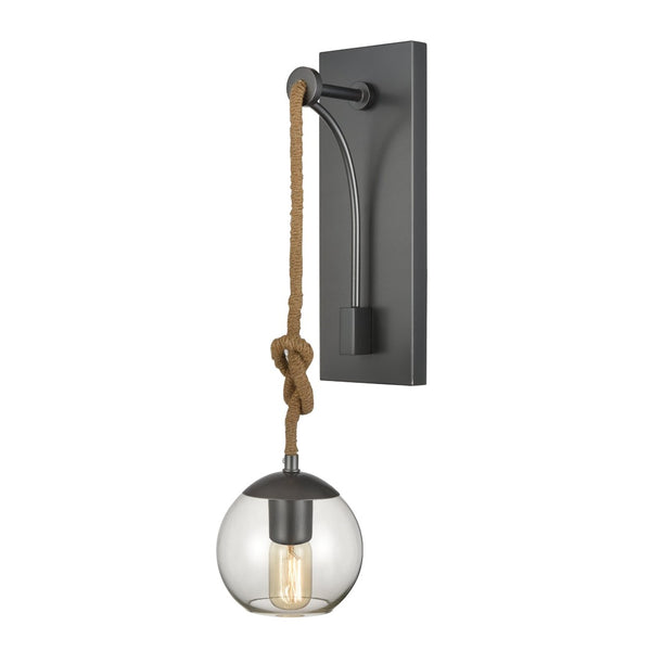 Atlas Haute 22'' High 1-Light Wall Sconce - Artisanal Pewter Finish with Mouth-Blown Glass Orb Design WL11487-BK