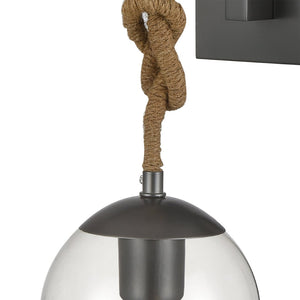 Atlas Haute 22'' High 1-Light Wall Sconce - Artisanal Pewter Finish with Mouth-Blown Glass Orb Design WL11487-BK