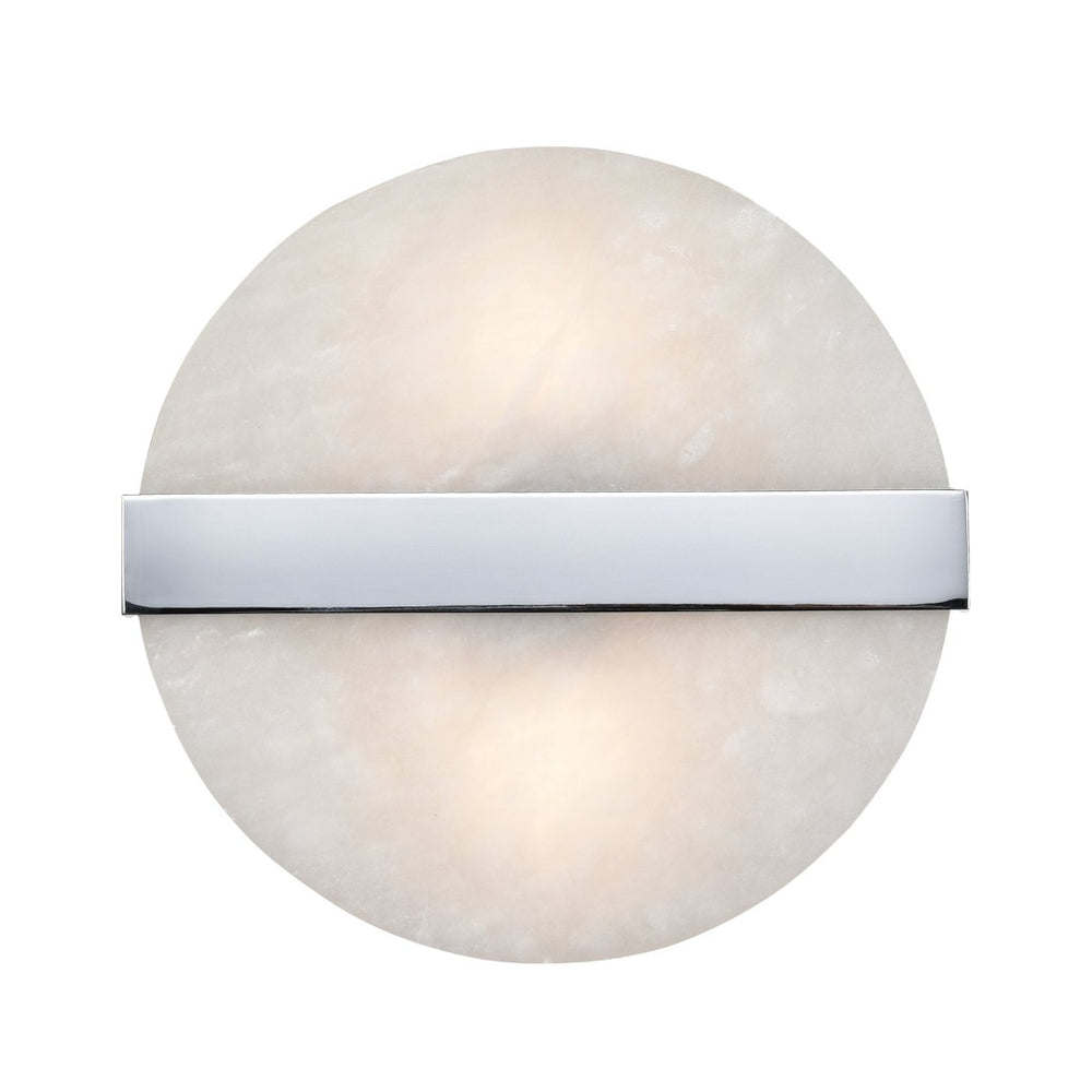 Atlas Stonewall 9.45" High 2-Light Alabaster Sconce - Modern Chrome Accent for Warm Ambient Lighting WL11492-CH