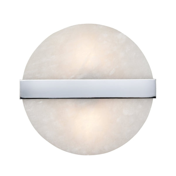 Atlas Stonewall 9.45" High 2-Light Alabaster Sconce - Modern Chrome Accent for Warm Ambient Lighting WL11492-CH