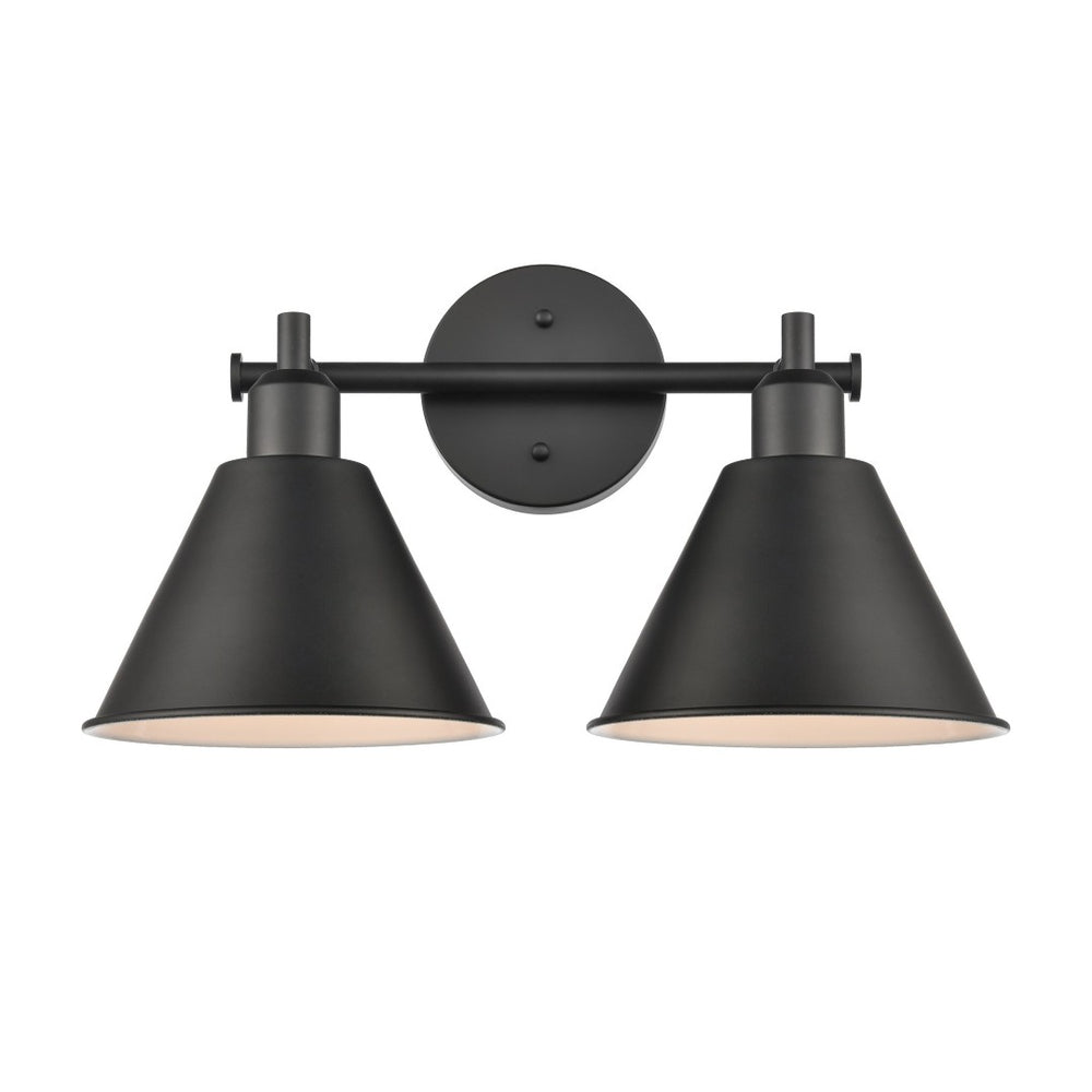 Atlas Abbington Modern 2-Light Vanity Light Fixture for Stylish Bathroom Illumination and Design Elegance Matte Black 17.5'' WL11497-BK