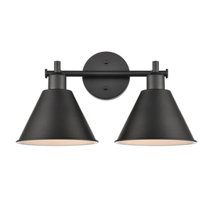 Atlas Abbington Modern 2-Light Vanity Light Fixture for Stylish Bathroom Illumination and Design Elegance Matte Black 17.5'' WL11497-BK