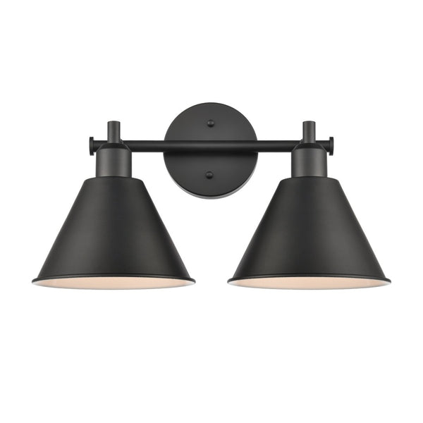 Atlas Abbington Modern 2-Light Vanity Light Fixture for Stylish Bathroom Illumination and Design Elegance Matte Black 17.5'' WL11497-BK