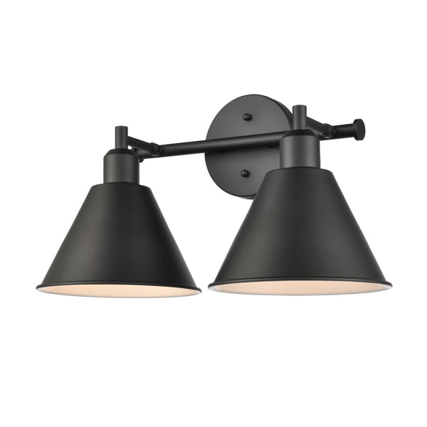 Atlas Abbington Modern 2-Light Vanity Light Fixture for Stylish Bathroom Illumination and Design Elegance Matte Black 17.5'' WL11497-BK