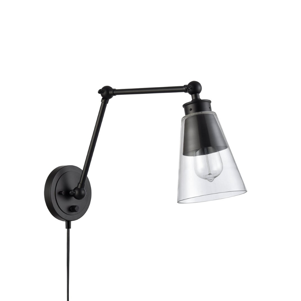 Atlas Albany 16" High Adjustable Swingarm Sconce - Industrial Matte Black for Stylish Task Lighting WL11503-BK