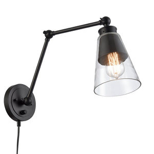 Atlas Albany 16" High Adjustable Swingarm Sconce - Industrial Matte Black for Stylish Task Lighting WL11503-BK
