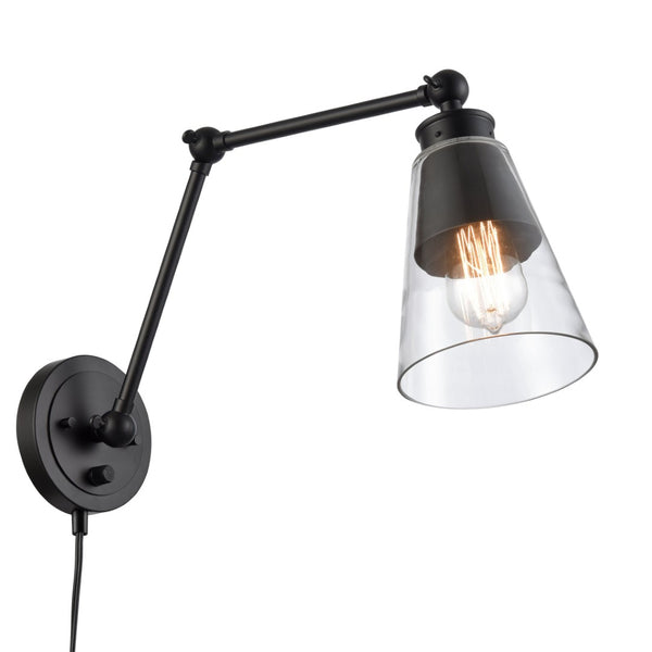 Atlas Albany 16" High Adjustable Swingarm Sconce - Industrial Matte Black for Stylish Task Lighting WL11503-BK